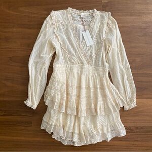 LoveShackFancy Milena Dress Ivory Swiss Dot Lace Tiered NWT $425 M